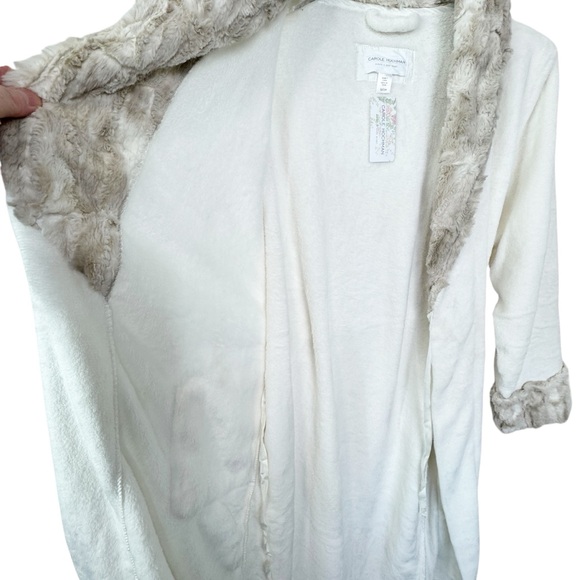 NWT Carol Hochman Long Plush Midnight Cream Wrap Long Robe Women’s Size Small - Picture 7 of 16